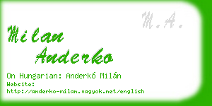 milan anderko business card
